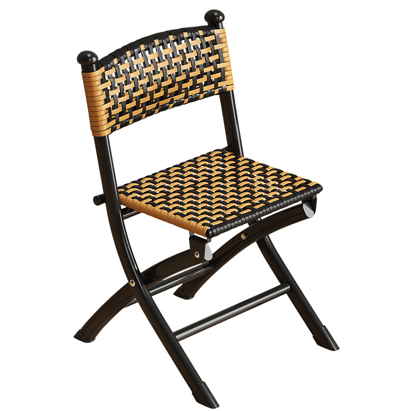 Rattan Backrest Chair Outdoor Simple Rattan Chair Woven Folding Chair Three-piece Set Household Casual Woven Table and Chair Combination