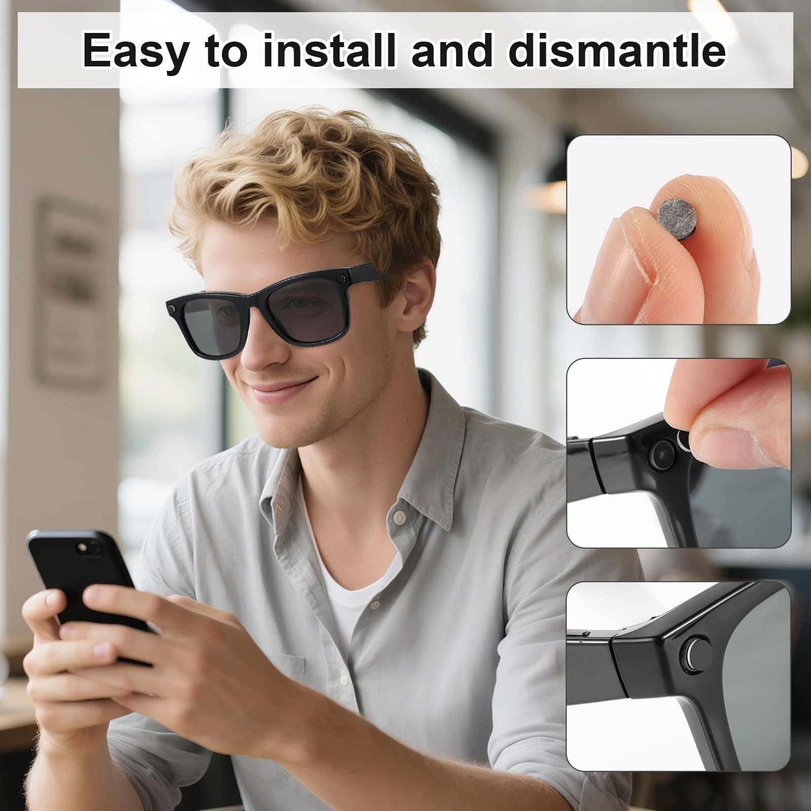 Suitable for Meta Ray-Ban Glasses Blackout Stickers, Smart Glasses Privacy Stickers, Acrylic Blackout Covers Do Not Affect Shooting