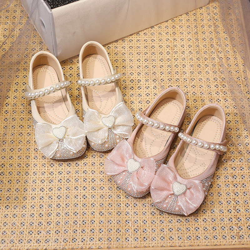 Girls Shoes Princess Shoes 2025 Spring and Autumn New Children's Leather Shoes Crystal Butterfly Flower Shoes Baby Shoes