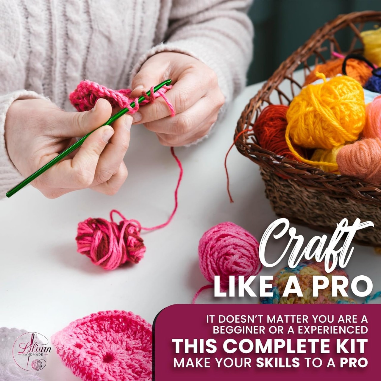 Cross-Border Hot Selling Knitting Beginner Crochet Accessories Set 15 Colorful Yarn Canvas Bag 73-Piece Set