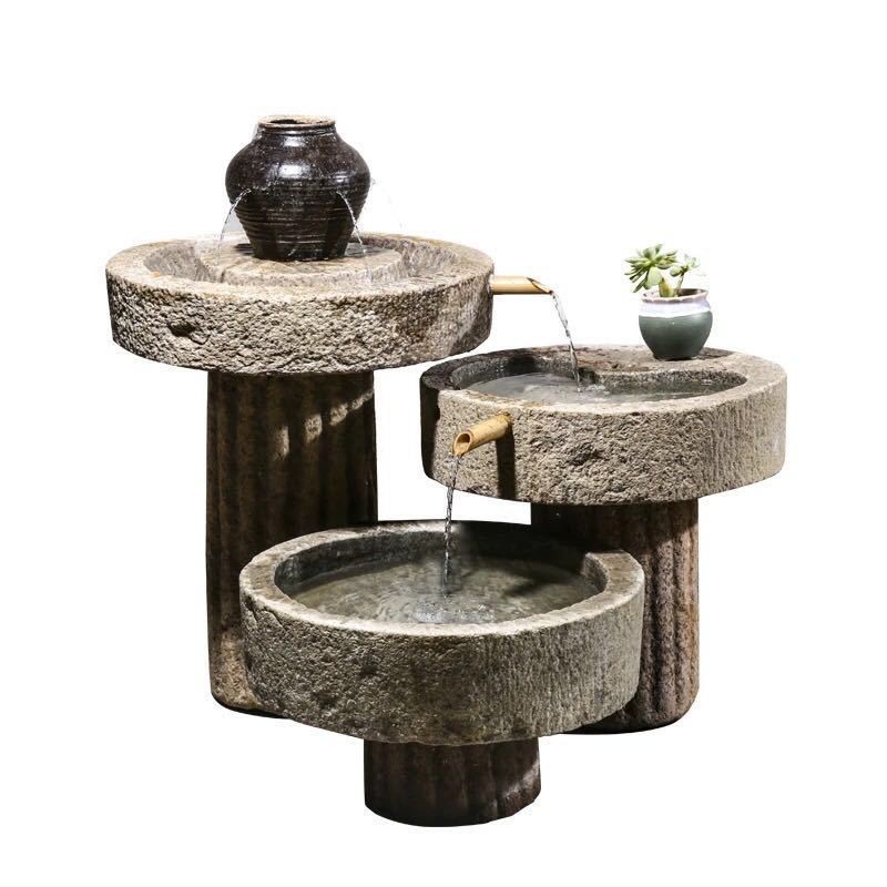 Old Stone Trough Stone Millstone Courtyard Flowing Water Ornaments Bluestone Stone Trough Fish Tank Flower Pot Balcony Fish Lotus Pond Landscape
