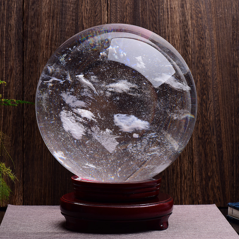 Feng Chengxiang Factory for Wholesale Natural White Crystal Ball White Original Stone Ornaments Opening Gift Home Crystal Base