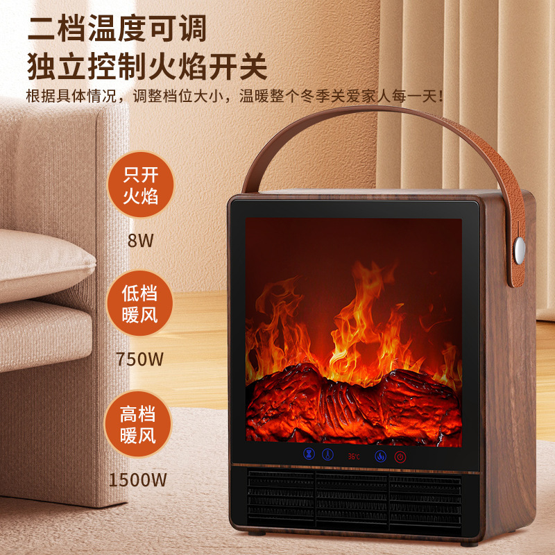 Camel Brand Home Heater with Simulated Flame, Small Wall-Mounted Fireplace, Energy-Saving Heater, Tabletop Electric Heater