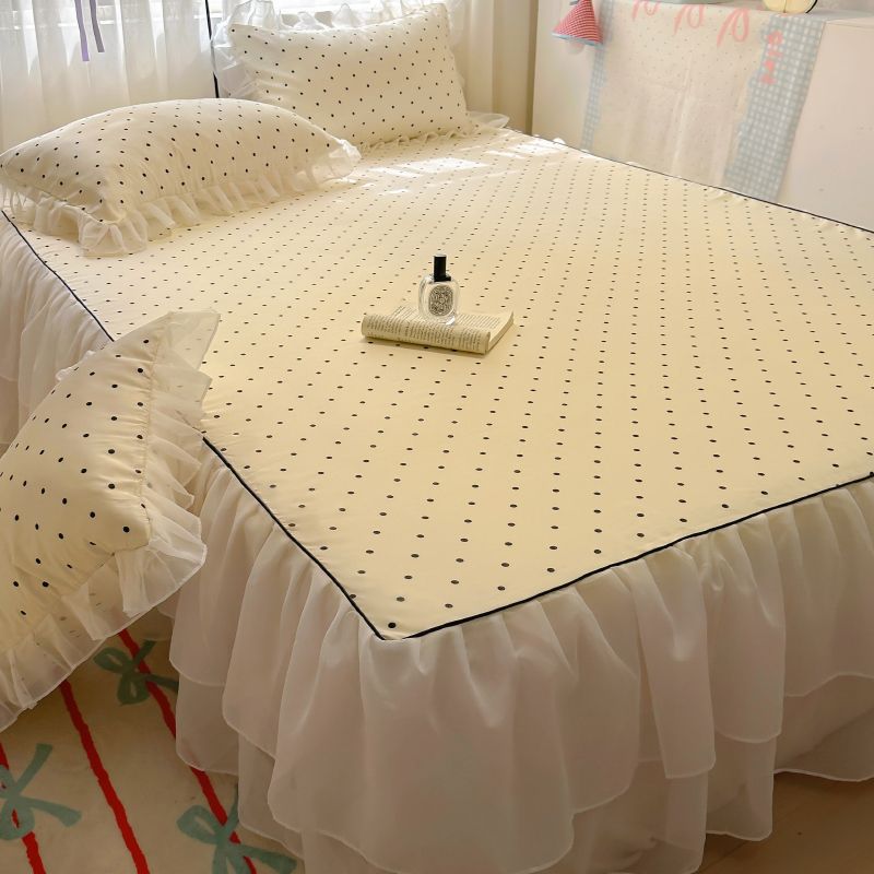 Summer Class a Ice Silk Mat Three-Piece Bed Skirt Double-Layer Lace Machine Washable Mat Air-Conditioned Soft Mat Dormitory Universal