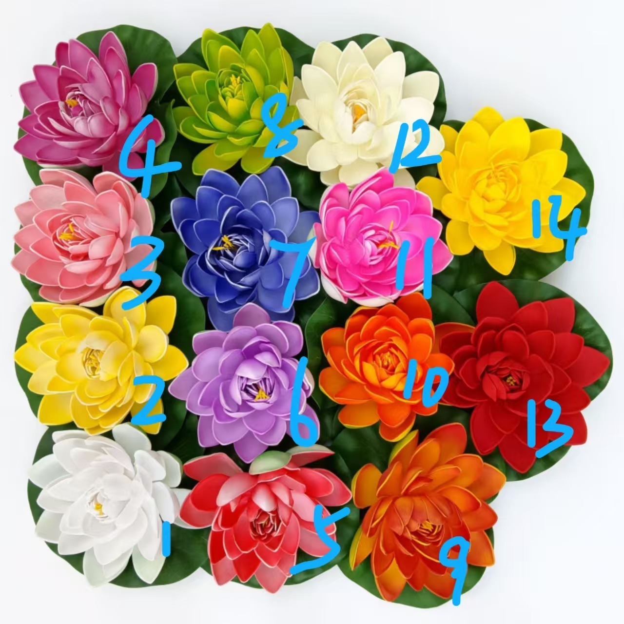 Simulated Lotus Eva Lotus Water Lily Artificial Flower Plastic Lotus Lotus Leaf Bright Colors Colored Card Foam Lotus
