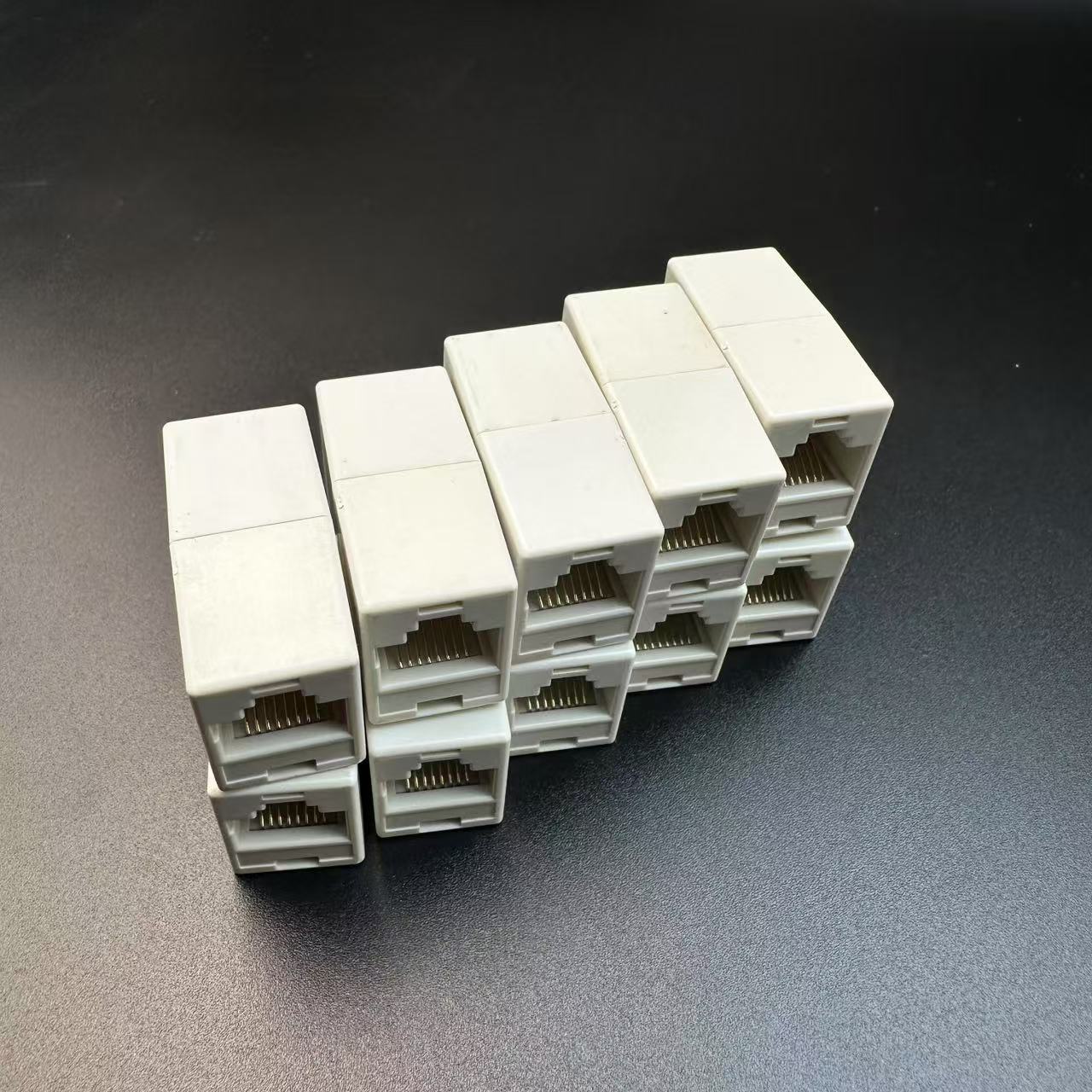 Promotional Off-White Network Straight-Through Head Rj45 Network Cable Connector Butt Joint 8P8C Double-Way Head Network Cable Extender