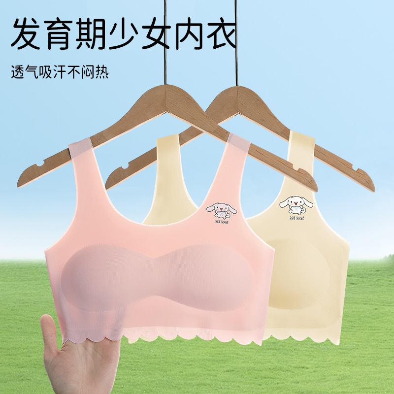 Летний стиль, бесшовное нижнее белье для девочек, майка для девочек начальной и средней школы в период развития