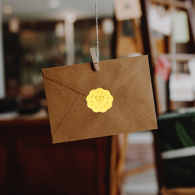Envelope Seal Sticker, Eokeey Gold Embossed Envelope Sticker-Envelope Self Adhesive Envelope Seal Label