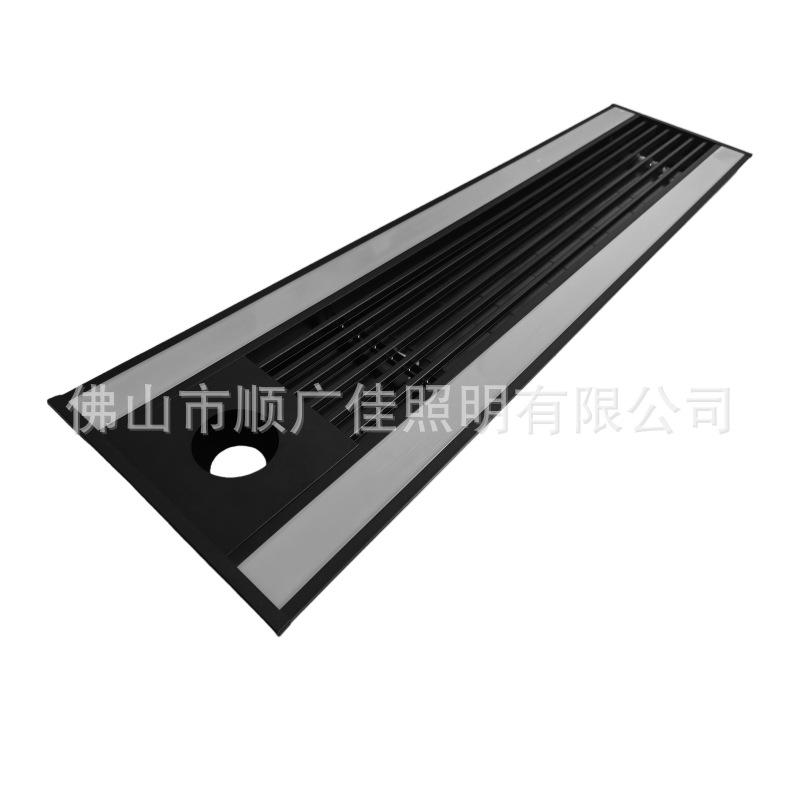 Black Recessed T8 Grille Light Panel Matte Aluminum Air Outlet Led Light Panel Emergency Double Tube Grille Light