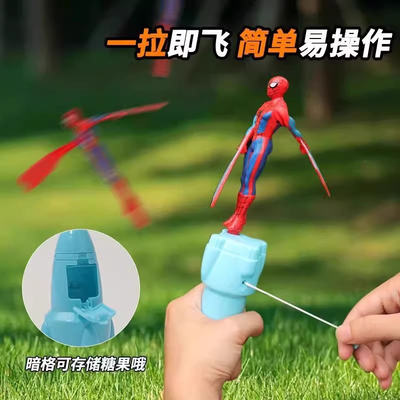 Flying Spider-Man Captain America Hand-Pulled Bamboo Dragonfly Aircraft