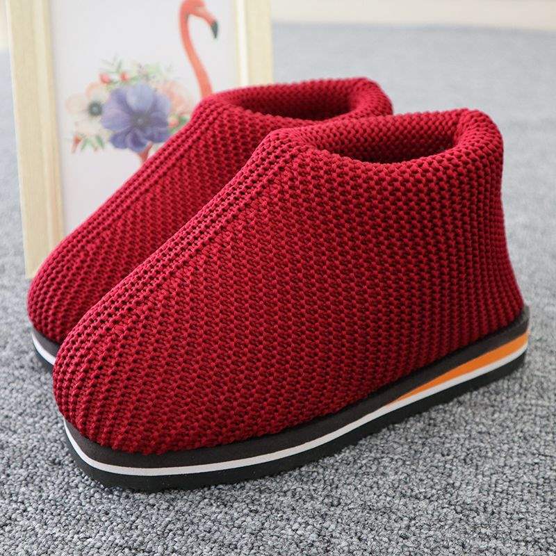Four Seasons Warm Pure Color Hand-Knitted Warm Cotton Shoes Sponge Cotton Boots Elderly Woolen Shoes for Dowry and Wedding