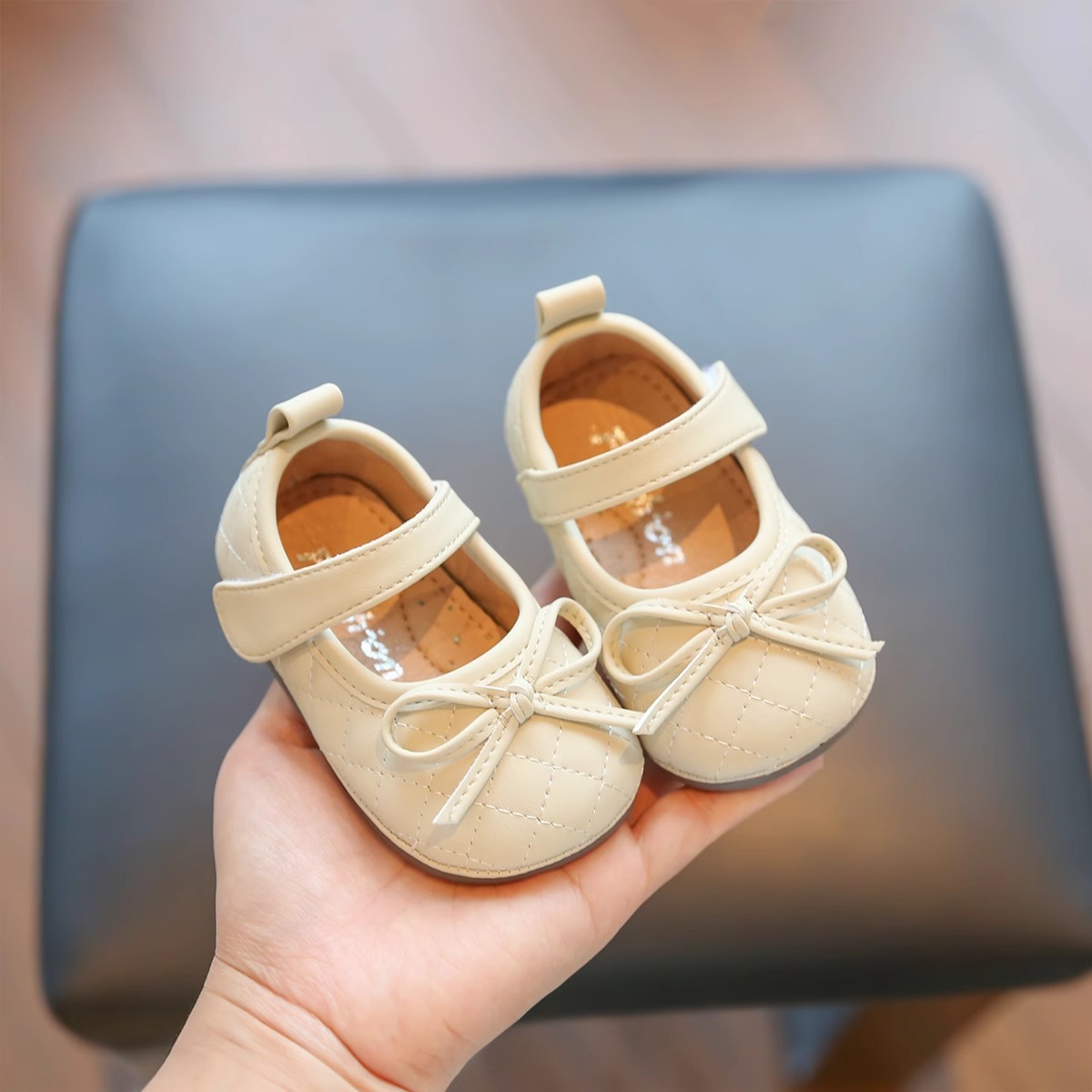 Little Baby Princess Shoes Spring and Autum Soft-Soled Baby Shoes Female Toddler Shoes 1-3 Years Old Soft Leather Girls' Shoes Flats