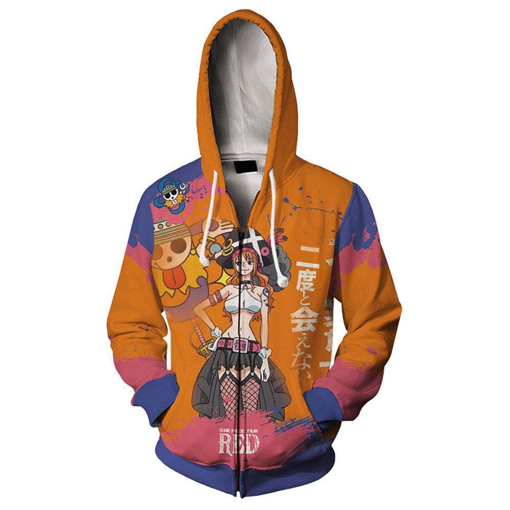 2023 new anime One Piece casual zipper hooded sweater 3D digital printing cosplay peripheral wholesale
