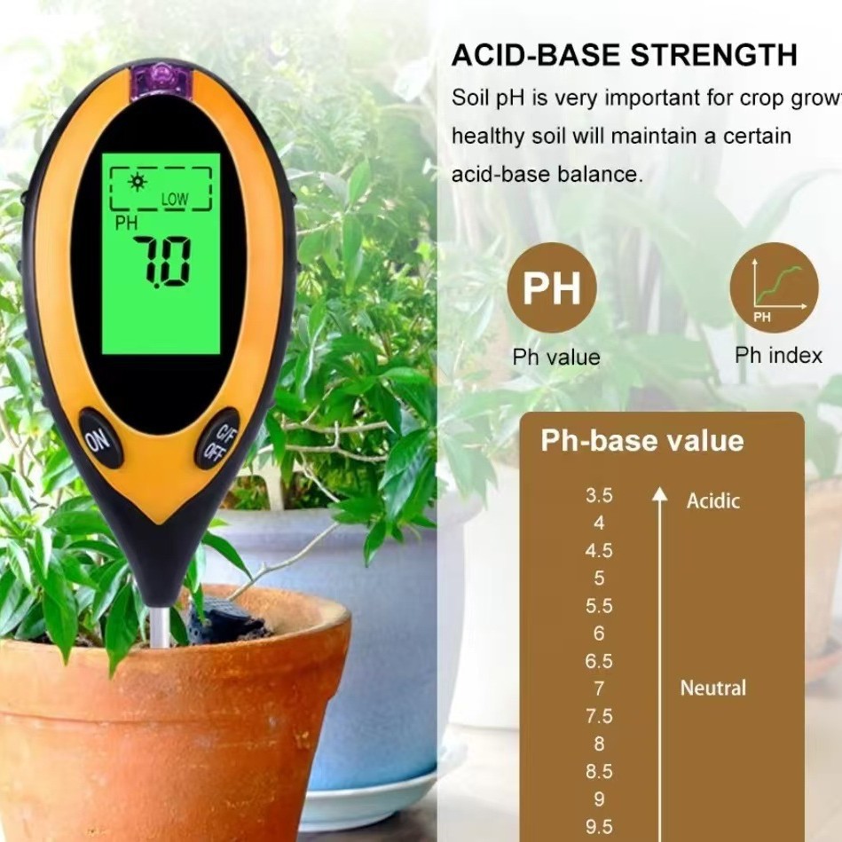 Soil detector humidity ph sensor thermometer pH land flowerpot plant test light nutrient