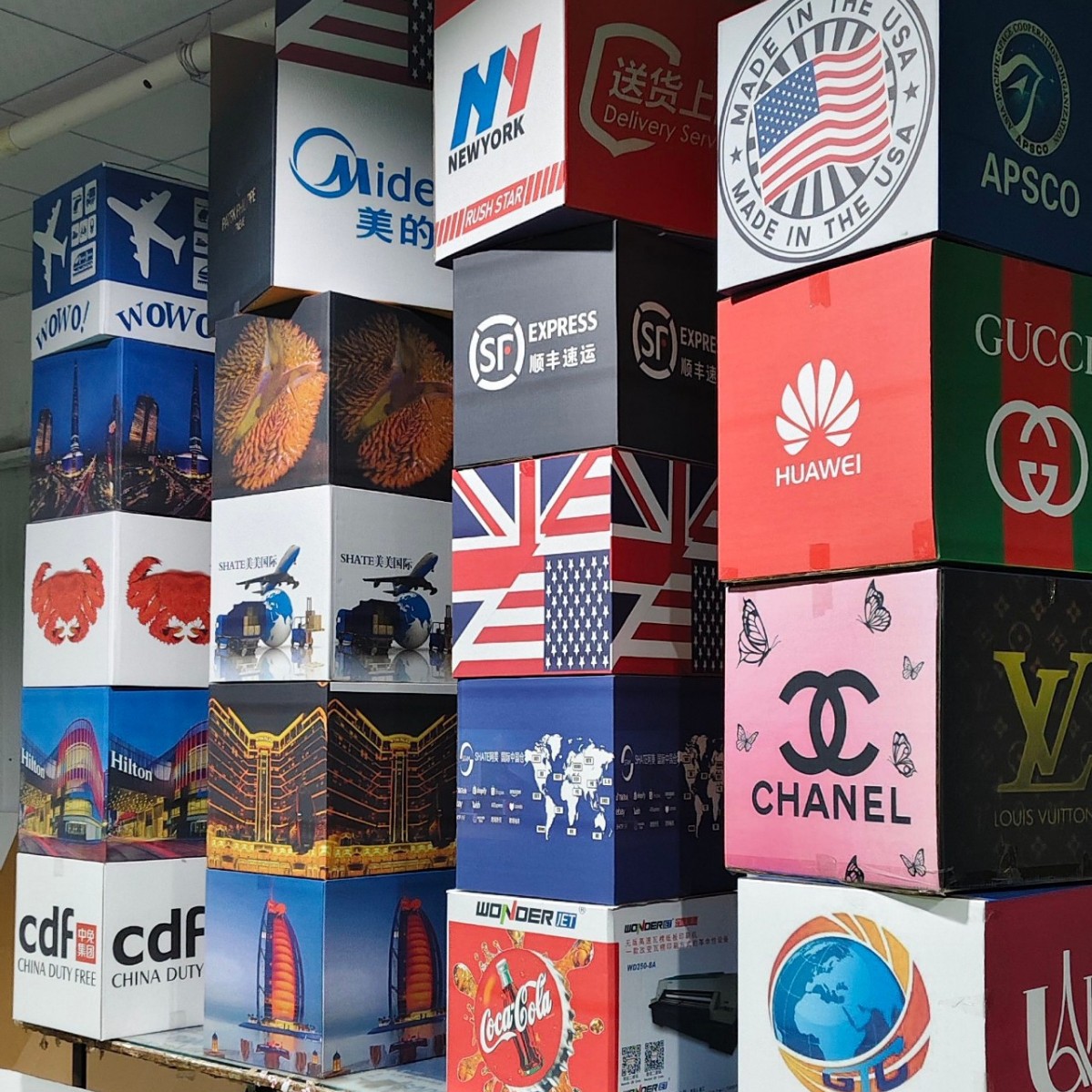 Размеры коробок могут быть изменены, полный ассортимент категорий, логистические коробки, цифровая цветная печать, белые гофрированные коробки, упаковочные коробки для логистики