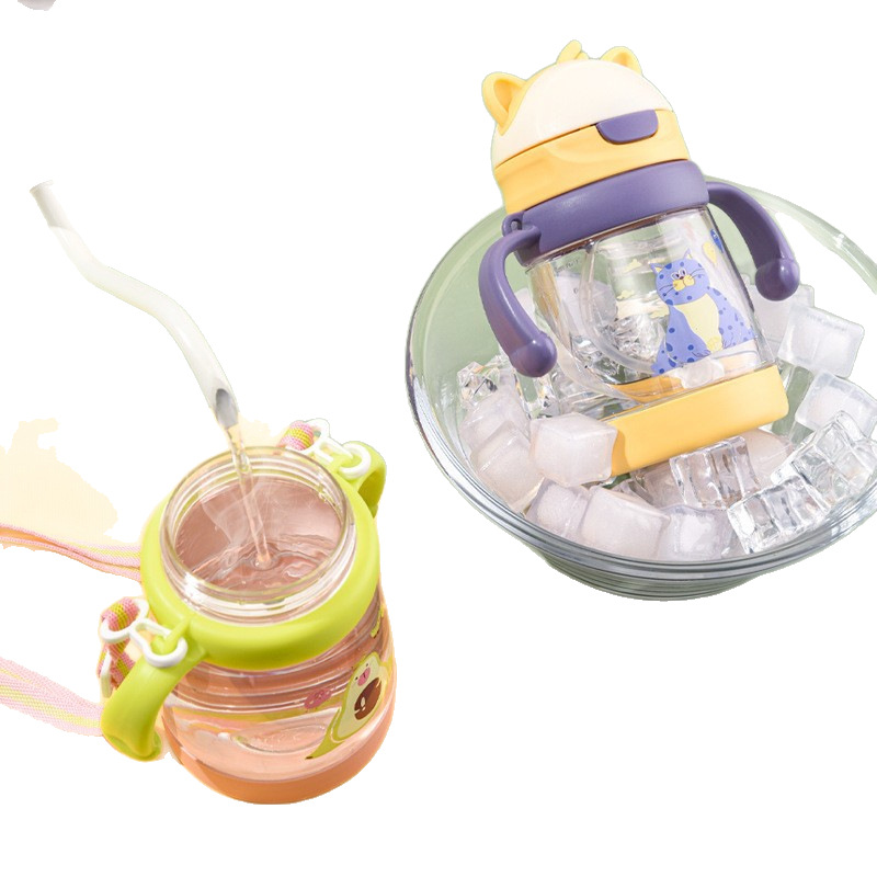 Summer Children's Direct Drinking Straw Cup, Super Cute Portable Cup for Boys and Girls with Straw Handle, Baby Learning Drinking Cup