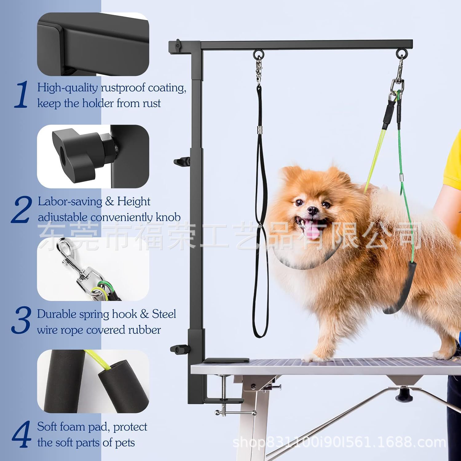 Pet Grooming Arm Dog Grooming Stand Retractable Height Adjustable Lifting Foldable Black Iron Stand