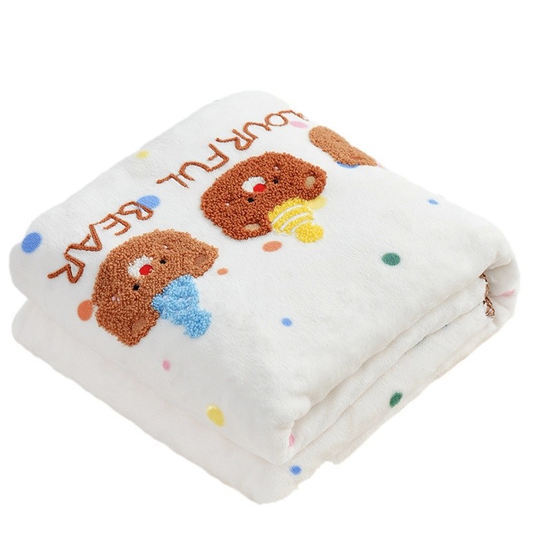 Milk Velvet Beanie Blanket, Thin, Soft and Comfortable, Kindergarten Baby Blanket, Cartoon Quilt, Multi-Purpose Blanket