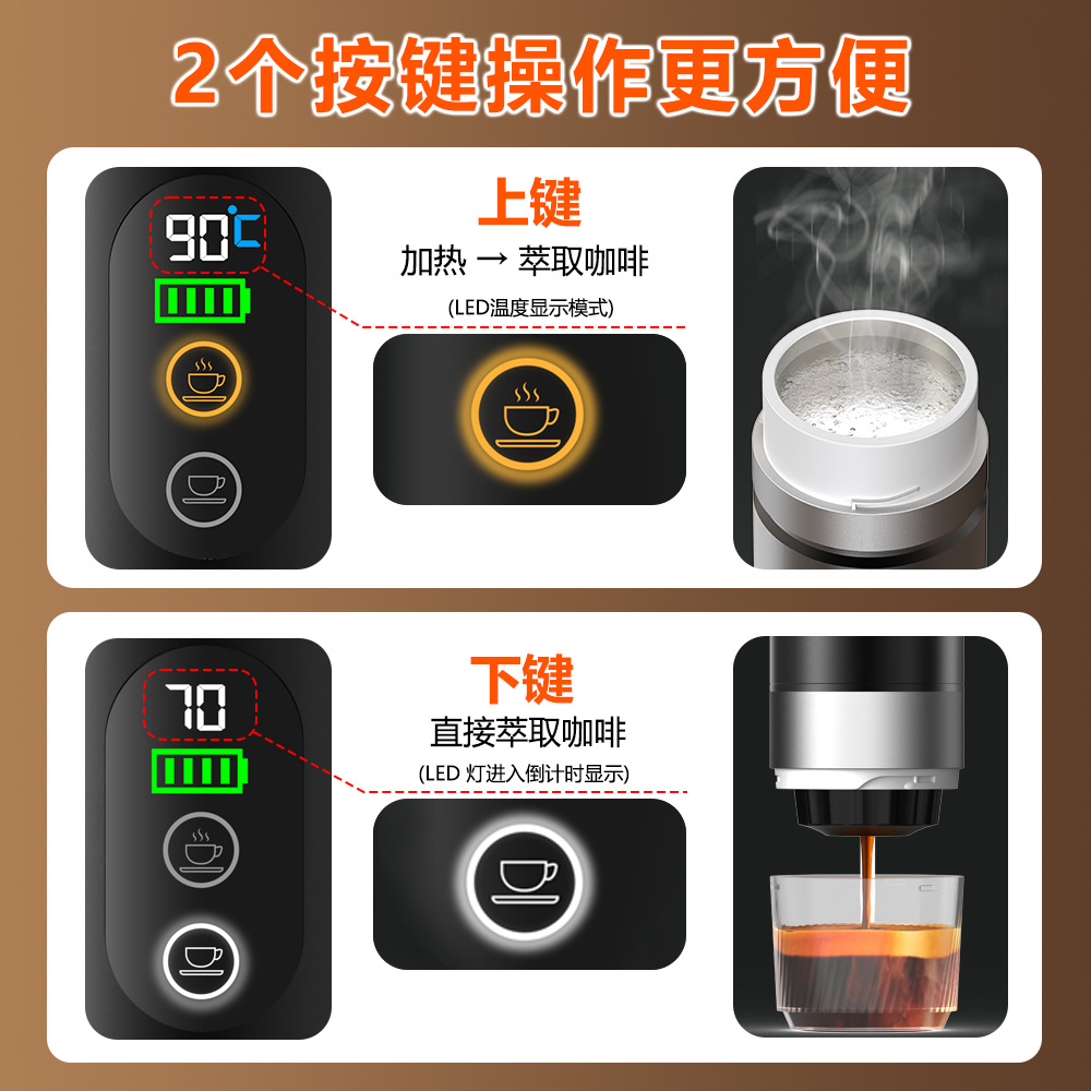 New Portable Capsule Coffee Machine Espresso Extraction Three-In-One American-Style Travel Charging Outdoor Electric