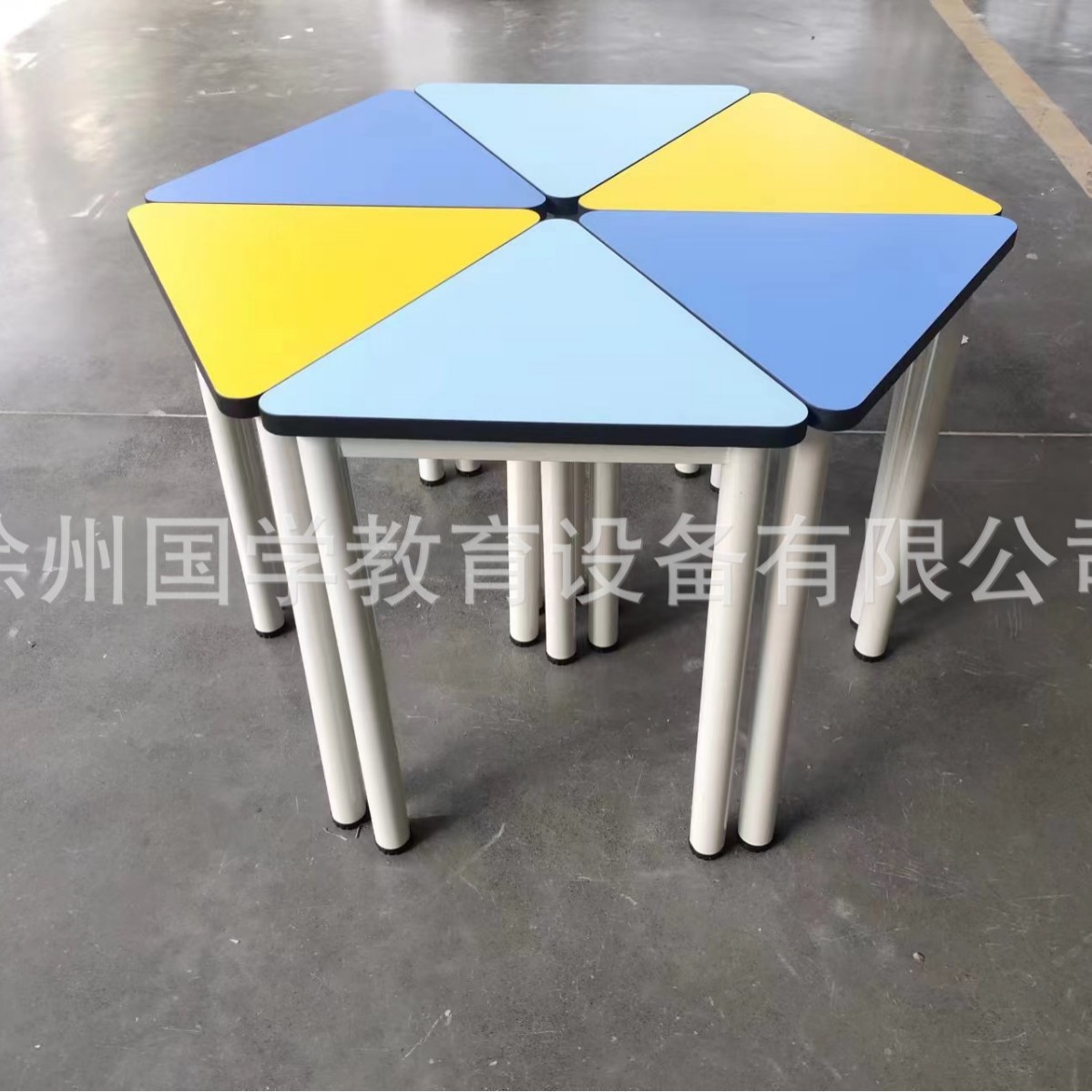 Smart Classroom Stitching Combination Triangle Table Maker Psychological Training Room Hexagonal Table Training Group Activity Table and Chair