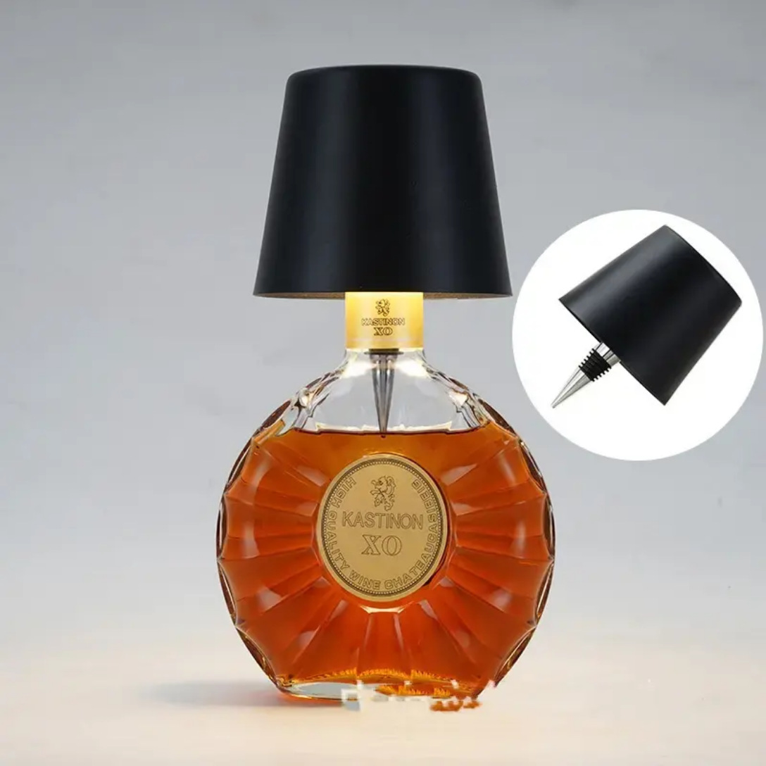 Pointed Black and White Wine Bottle Lamp Restaurant Bar Touch Atmosphere Lamp Bedroom Bedside Table Lamp Nordic Three-Color Dimming