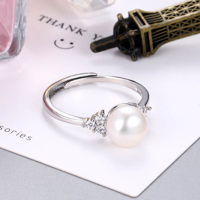 New Japanese and Korean Fashion Women's Simple and Versatile Stylish Adjustable Ring DIY Empty Support Finished Freshwater Pearl Ring