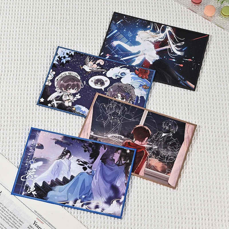 Acrylic Colored Paper Custom Cartoon Anime Merchandise Liquid Sand Gold Edge Anime Laser Sign Drawing Board Blind Box Card Opening