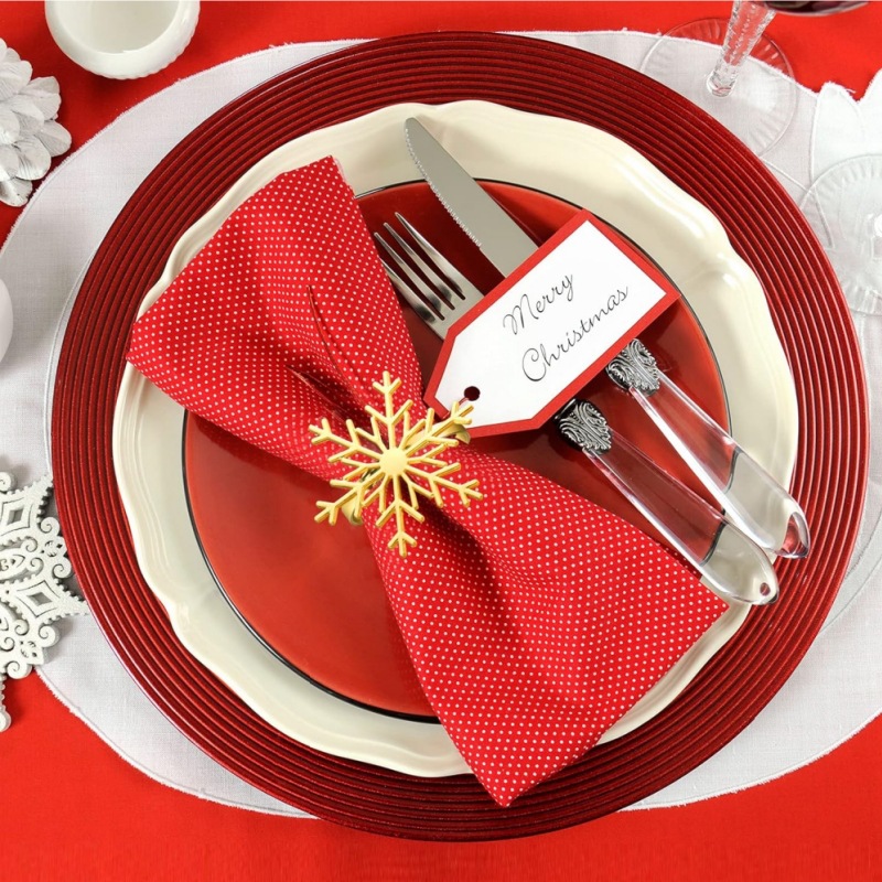 Cross-Border Christmas Snowflake Napkin Buckle Hotel Supplies Table Cloth Ring Holiday Party Table Decorations