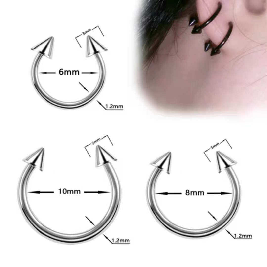 Stainless steel nose ring C- shaped horseshoe ring horseshoe rod nose nail human body piercing tattoo jewelry Europe and America Amazon cross-border