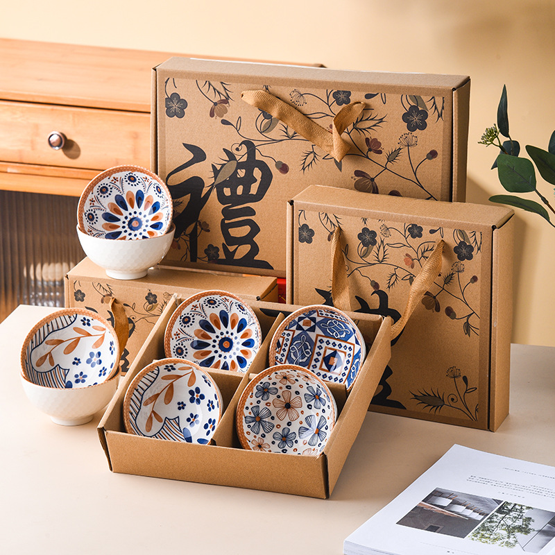 Bowl and Chopsticks suit Activities Practical Accompanying Ceramics Tableware Set Bowl Gift Boxes Will be Sold for Business Opening Gifts
