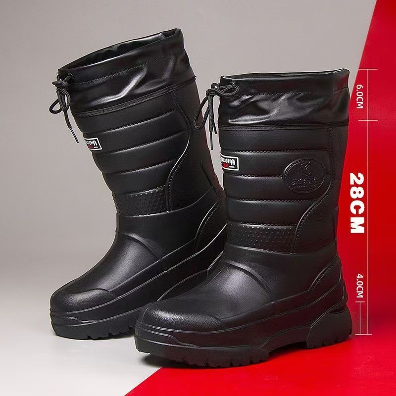 Fishing Boots [Direct from Manufacturer] Men's Casual Single Cotton Fleece-Lined Thickened Warm Fishing Shoes Waterproof Non-Slip Shoes