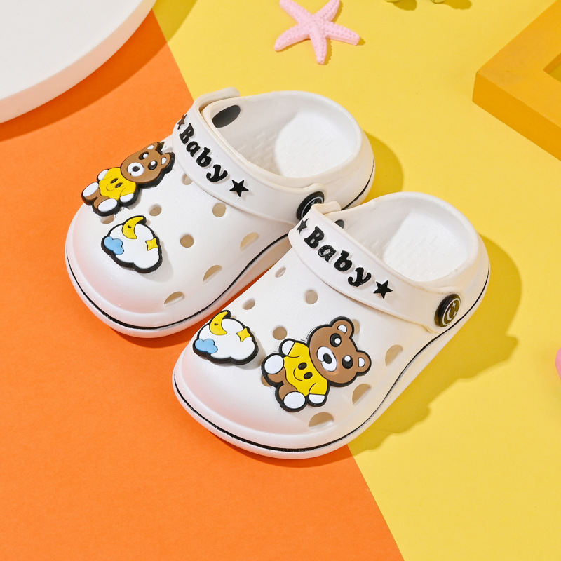 Cross-border supply bear children's hole shoes children's shoes wholesale casual baotou cartoon soft bottom anti-slip heel sandals