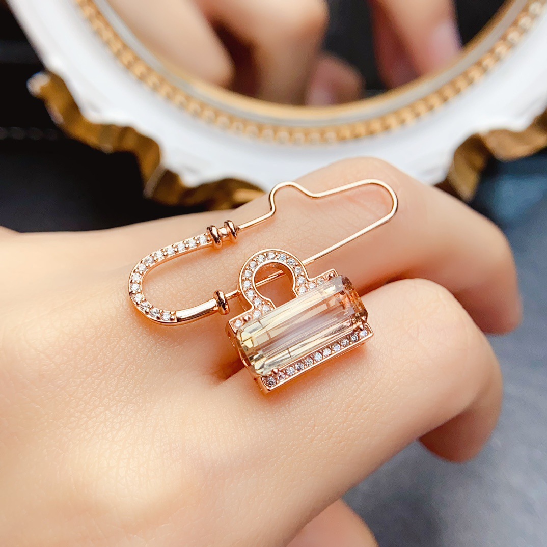 Factory wholesale explosions natural tourmaline brooch S925 silver inlay main stone 6*14 selling Europe and the United States a generation of hair