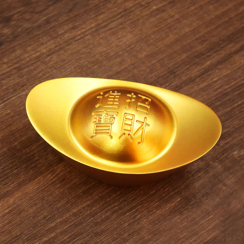 New Gold Ingot Ornaments Solid Brass Sand Gold Ingot Copper Paperweight Imitation Gold Copper Gold Bars to Attract Wealth Household Ornaments