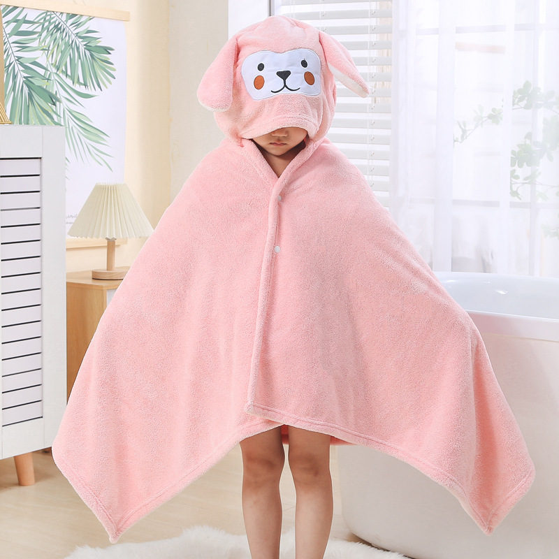 Coral Velvet Children's Cape Bath Towel Newborn Bath Towel Square Baby Wrap Children's Quilt Manufacturer Straight Hair