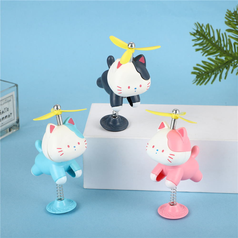 Car center console spring ornaments car blessing lucky cat decorations healing car shaking head small ornaments
