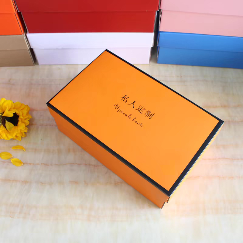 Factory Colorful Shoe Box Packaging Box Thickeneded Kraft Paper Heaven and Earth Cover Sneakers Aj Storage Box Empty Box Logo Customization