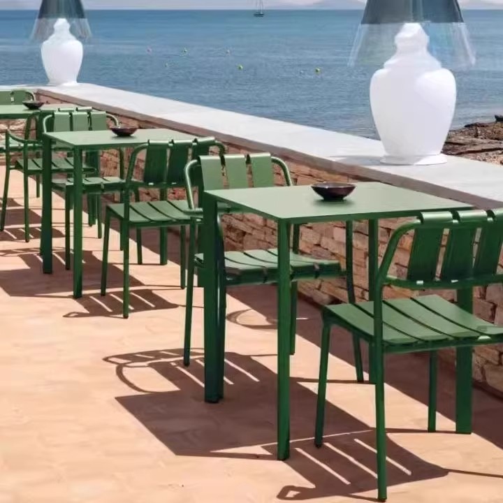 Nordic Outdoor Tables and Chairs White Modern Courtyard Balcony Internet Celebrity Open-Air Outdoor Milk Tea Shop Cafe Leisure Tables and Chairs