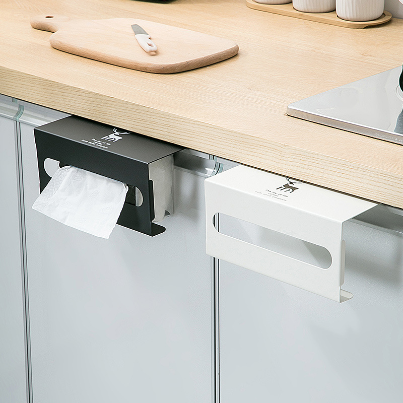 Kitchen Tissue Rack Punch-free Cabinet Roll Paper Hanger Creative Paper Box Hanging Storage Rack Paper Hanging Rack