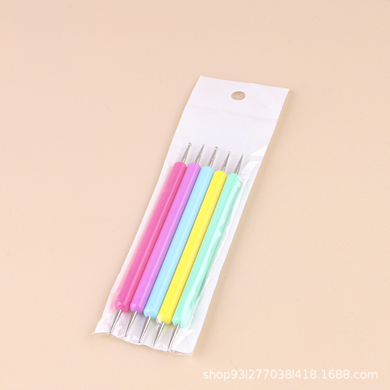 Nail Art special macaron double-headed point drill point flower point pen 5 PCs suit wholesale 5 color Rod