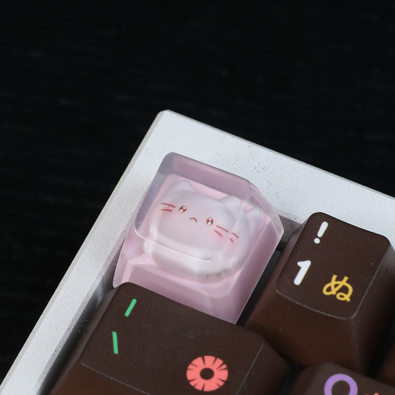 Personalized resin drop glue transparent cute cat keycap cross shaft mechanical keyboard keycap single height