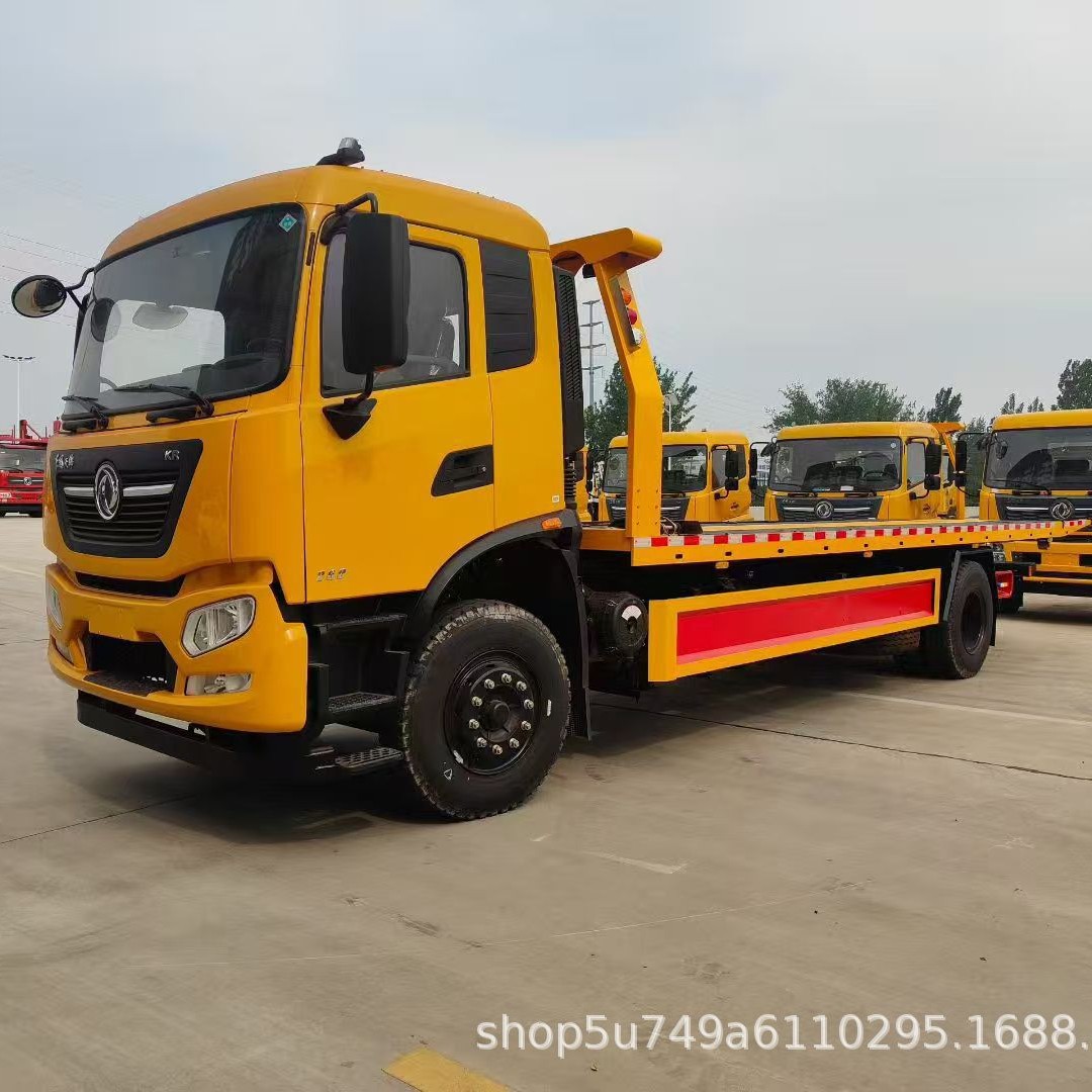 Dongfeng Tianjin 10-тонный плоский эвакуатор Многофункциональный эвакуатор один к двум Blue Plate с несколькими опциями