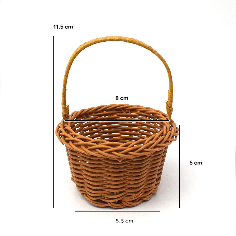 Hand Basket Mini Basket Imitation Rattan Woven Basket Plastic Imitation Rattan Wall Hanging Basket Balcony Living Room Decoration Flower Arrangement Basket Hand Basket