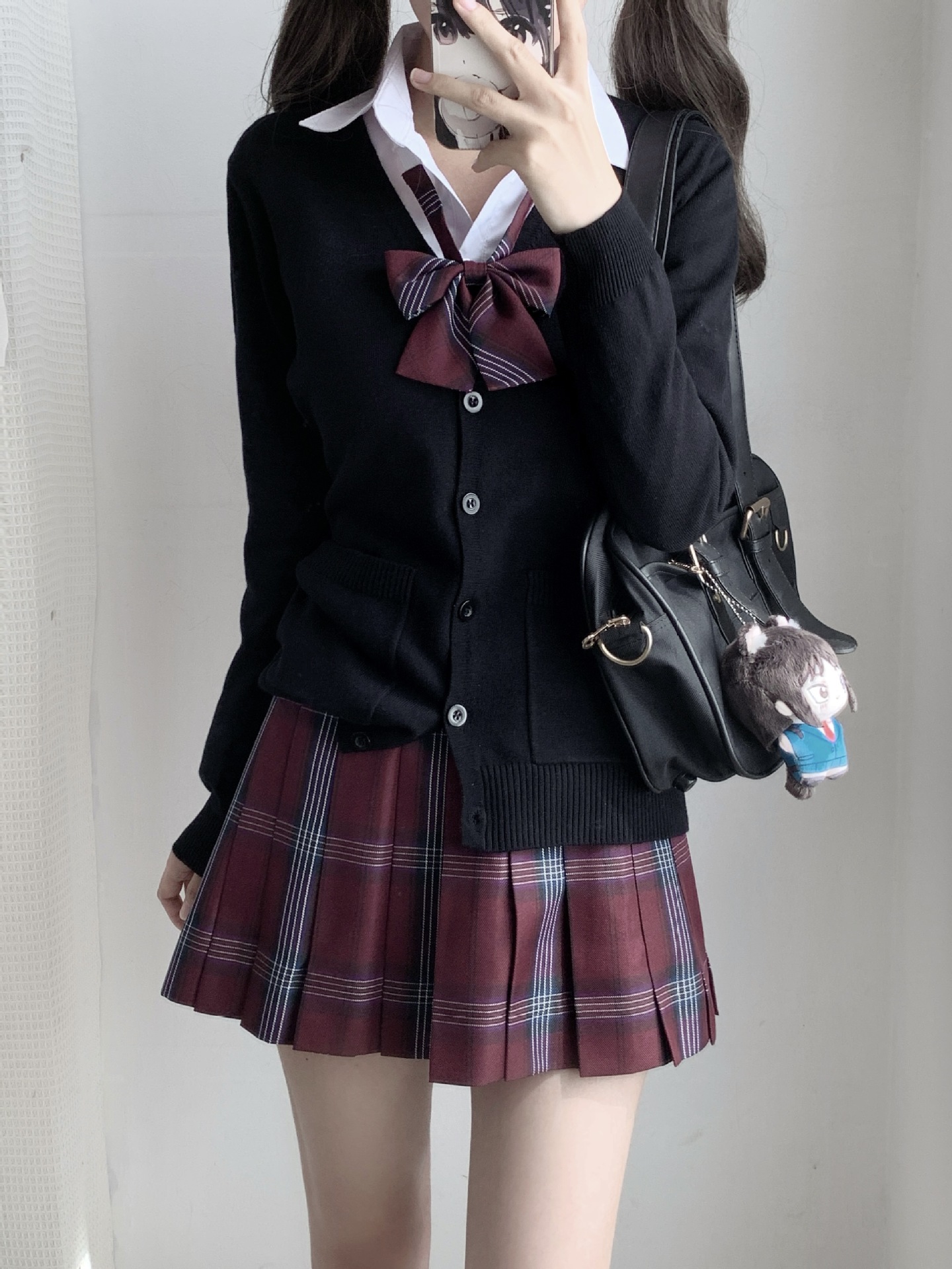 Original jk waist cardigan sweater solid color Japanese uniform college style long sleeve sweater autumn and winter women