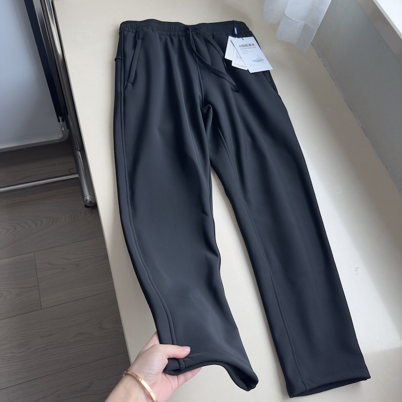 Autumn and Winter Warm Fleece-Lined Thickened Long Pants with Knee Protection, Elastic Waist, Straight Casual Versatile Softshell Pants