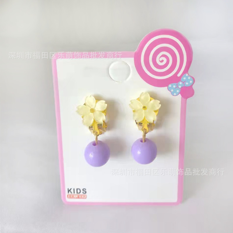 Magic House mirabei girl jewelry lens-free glasses frame sapphire blue hair ball ear clip pierced earrings suit