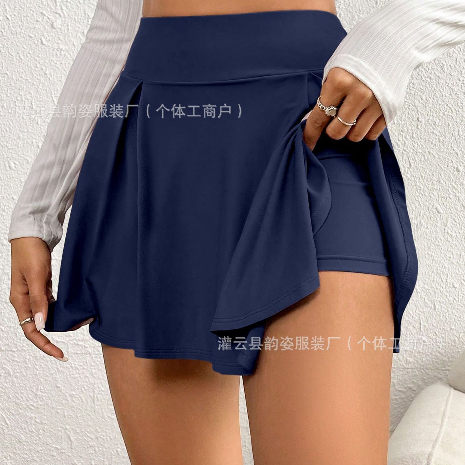 Cross-Border Amazon 2026 Hot-Selling Fitness Wear Fake Two-Piece Solid Color Sports Outdoor Yoga Short Skirt for Women Summer and Autumn Wholesale