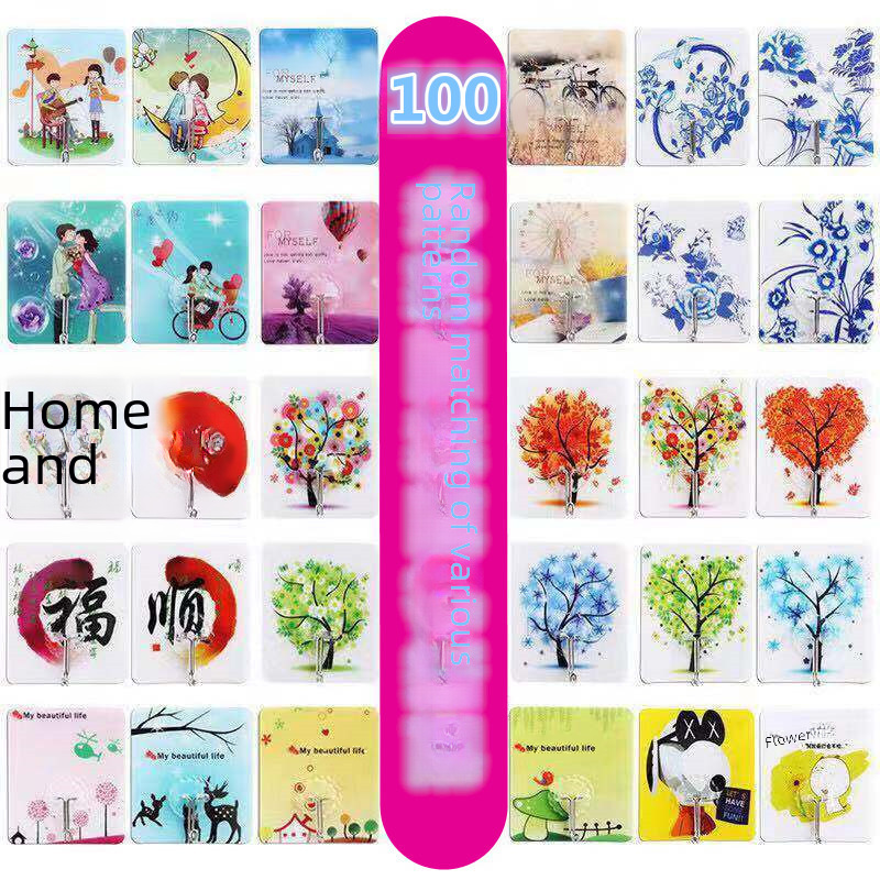 Transparent hook non-perforated sticky hook stall wholesale strong seamless hook plastic Creative Bathroom Kitchen hook