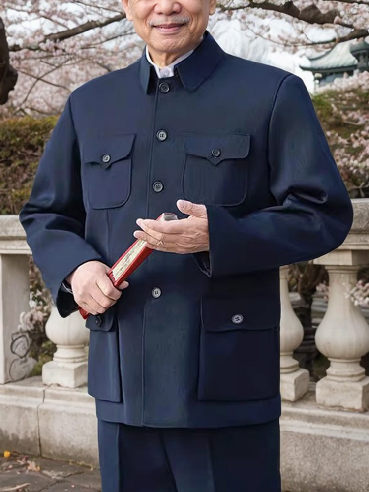 Spring and Autumn Zhongshan Suit Men's Middle-aged and Elderly Top Zhongshan Suit Old Man's Coat Old Man's Grandpa Suit Dad's Army Dry Suit