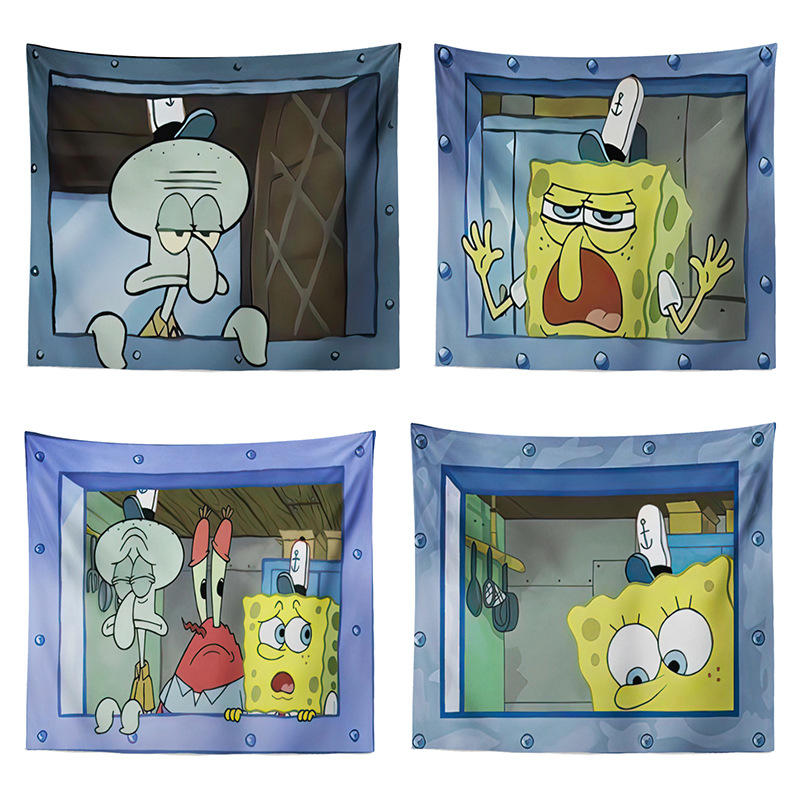 Sponge Baby cartoon hanging cloth decorative cloth living room bedroom children's room octopus background cloth dormitory bedroom anime